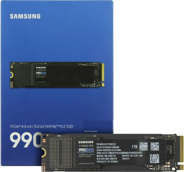 SSD M.2 накопитель SAMSUNG 990 EVO 1ТБ MZ-V9E1T0BW